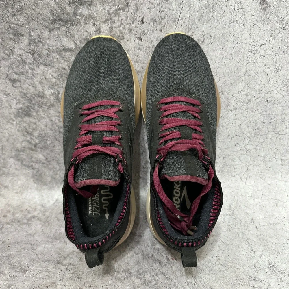Brooks Ricochet LE Running Shoes Women Size 8 Black Maroon DNA AMP Comfort